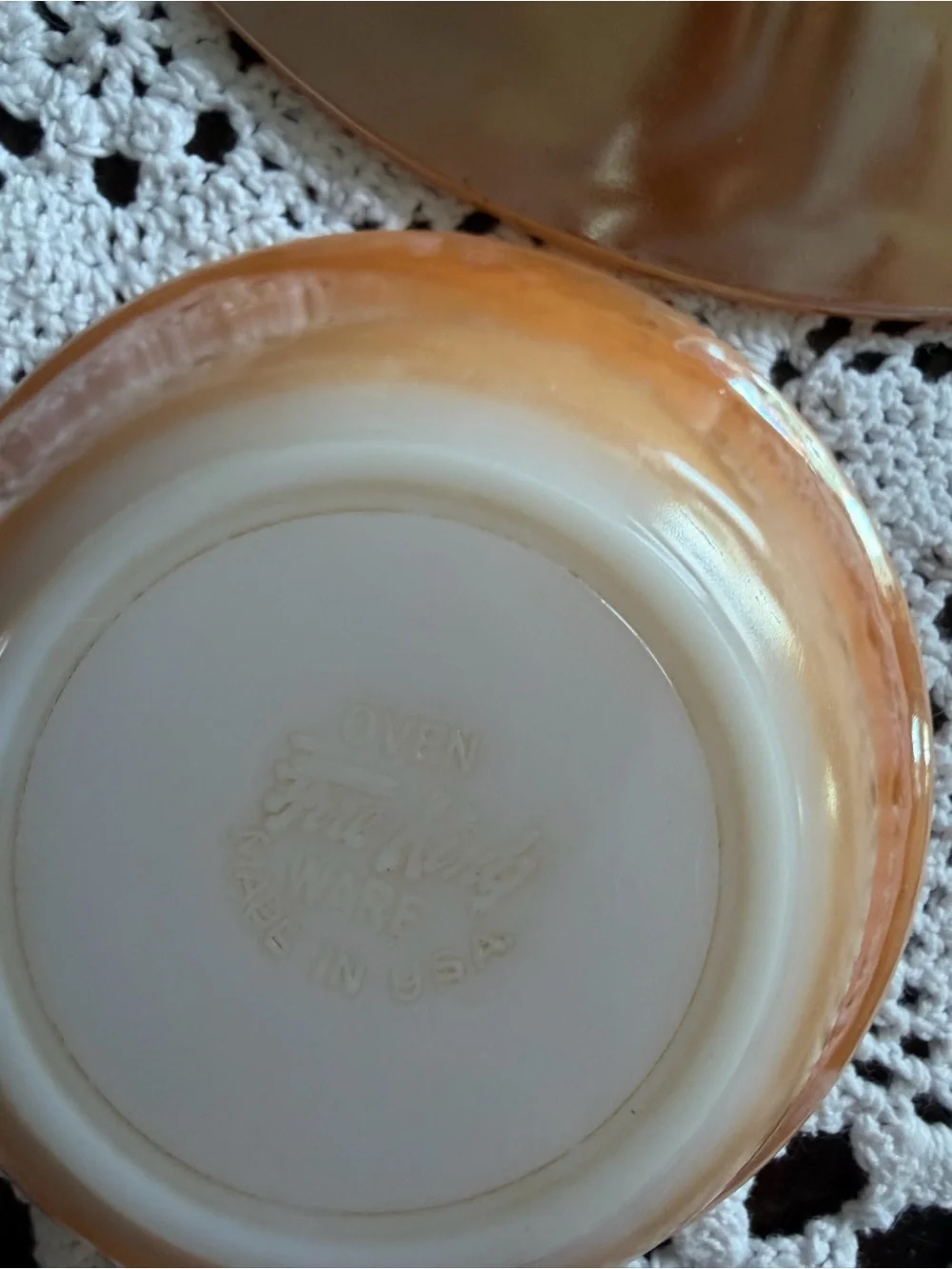 Fire King Peach Luster Laurel 4 Dessert Bowls/2 Plates/ 1 Pink Swirl